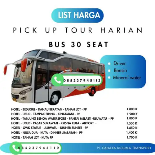 Daftar Harga Price list sewa bus di balir